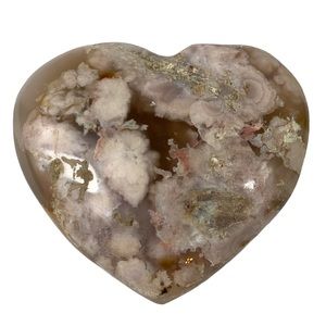 Flower Agate Crystal Mineral Gemstone Reiki Healing Heart Shaped Carving Decor